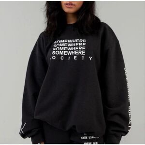 The Mayfair The Label Group "Somewhere Society" Black Crewneck Sweatshirt Womens